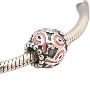 Authentic Style Pandora Sterling Silver Pink Ribbon Awareness Bead Charm